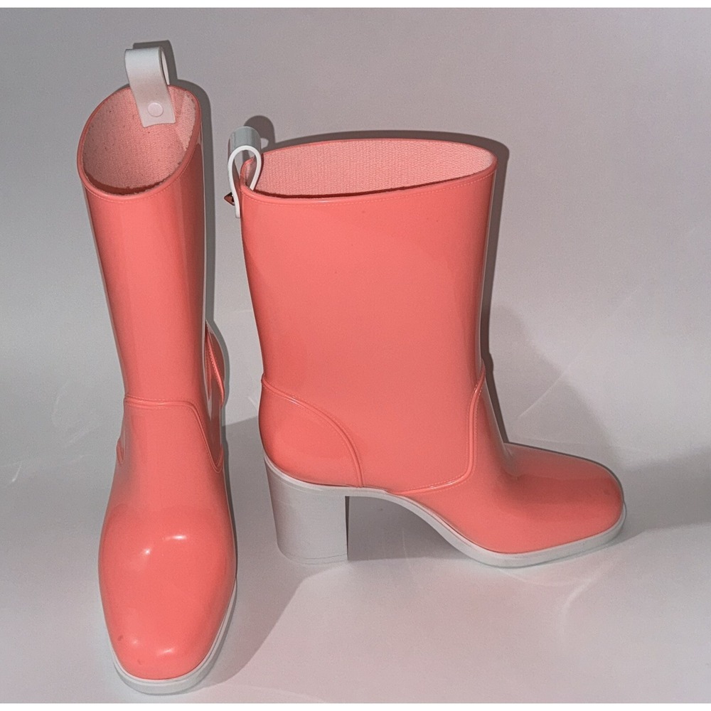 Christian Louboutin Loubirain Waterproof Bootie 70 Rubber Rain Boots 37 7 Pink